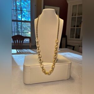 Talbots Gold Tone and Cream Statement Necklace